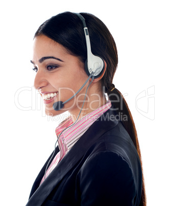 Pretty female customer care executive