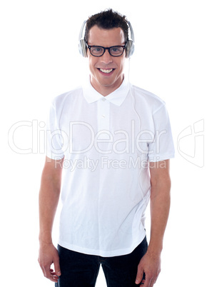 Casual guy enjoying music