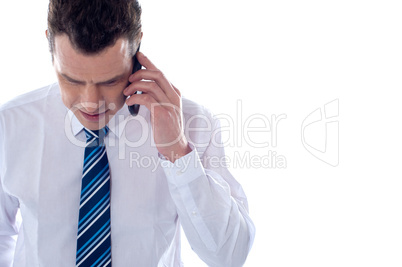 Business professional communicating on phone