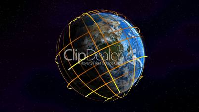 Earth planet lines loop. La Tierra, líneas loop