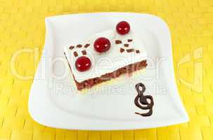 Homemade cake with sour cherries