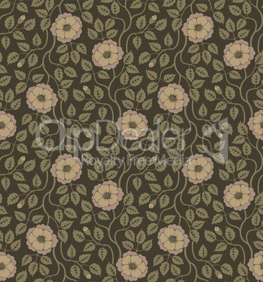 Seamless floral background with flowers and leaves