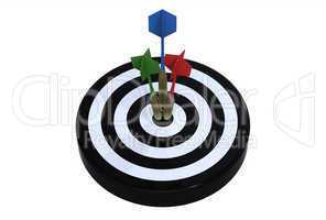 Three darts on bull's eye