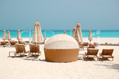 Beach of the luxury hotel, Abu Dhabi, UAE