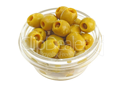 Green olives in a bowl