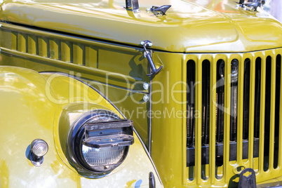 green retro car headlight