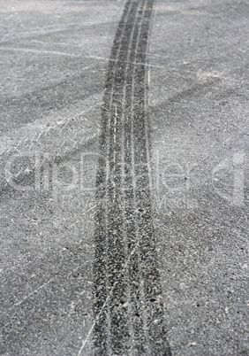 Traces of a braking on an asphalt