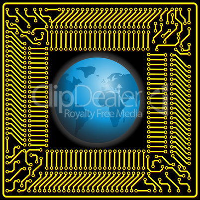 Motherboard globe  background for technology concept design