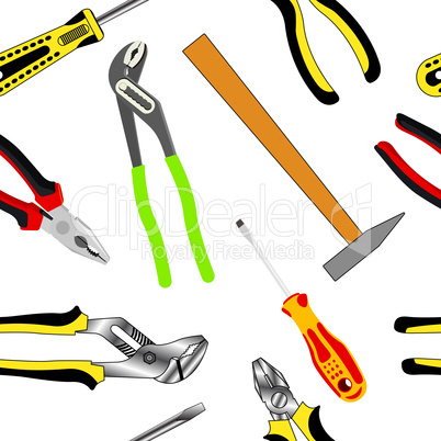 Seamless background of hand tools for construction