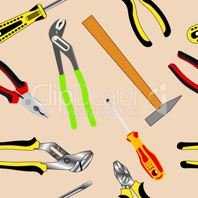 Seamless background of hand tools for construction