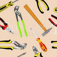 Seamless background of hand tools for construction