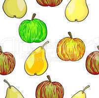 Seamless fruit pattern apples and pears