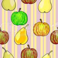 Seamless fruit pattern apples and pears