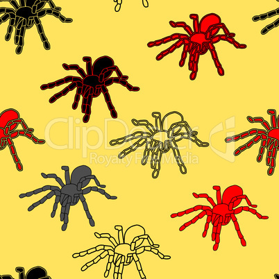 Halloween seamless pattern with black spiders