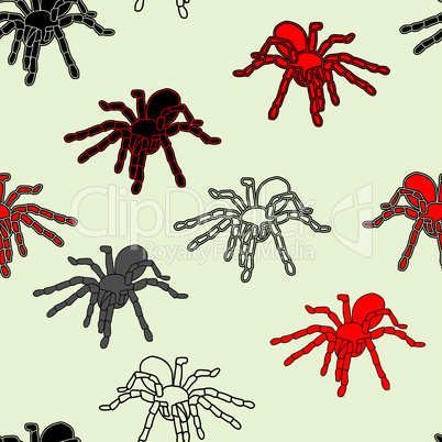Halloween seamless pattern with black spiders