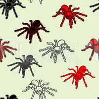 Halloween seamless pattern with black spiders