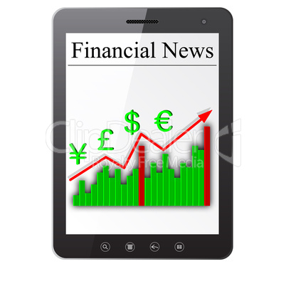Financial News on Tablet PC. Isolated on white. Vector  illustra