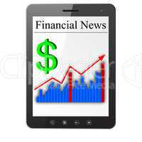 Financial News on Tablet PC. Isolated on white. Vector  illustra