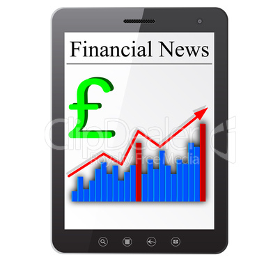 Financial News on Tablet PC. Isolated on white. Vector  illustra