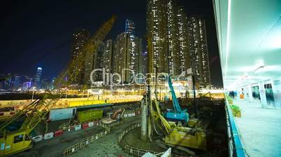 One of many construction sites in Hong Kong. Timelapse.