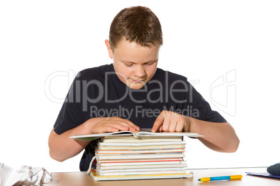 Teenager researching his homework