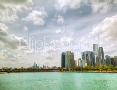 Downtown Chicago, IL in the sunny day