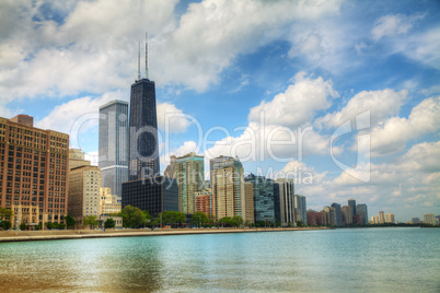 Downtown Chicago, IL in the sunny day