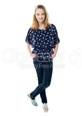 Trendy casual young girl posing in style