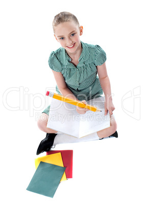 Student girl doing homework