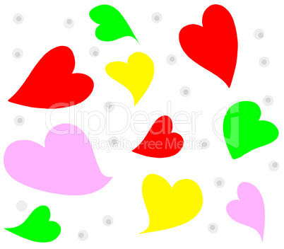 A beautiful background with multi-coloured hearts