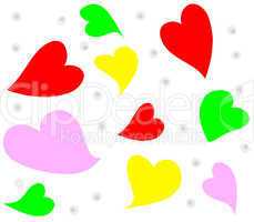 A beautiful background with multi-coloured hearts