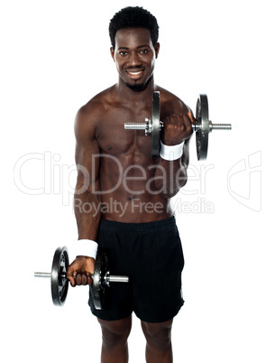 Muscular man doing exercise