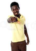 An african male pointing at you