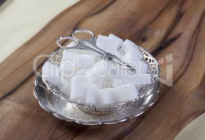 Sugar Cubes in silver  bowl