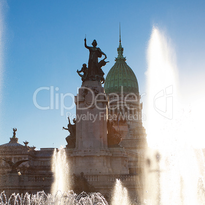 Building of Congress and the fountain in Buenos Aires, Argentina