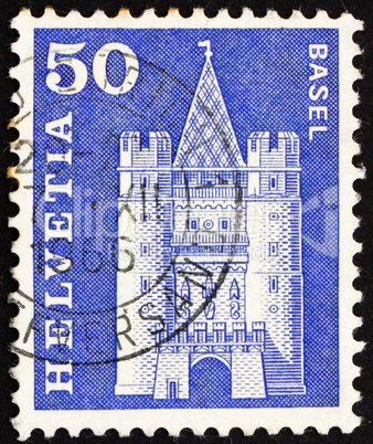 Postage stamp Switzerland 1960 Spalen Gate, Basel, Switzerland