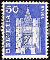 Postage stamp Switzerland 1960 Spalen Gate, Basel, Switzerland