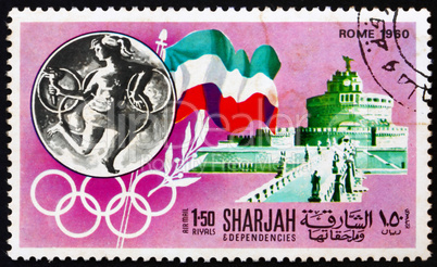 Postage stamp Manama 1968 Olympic Games Rome 1960, Italy