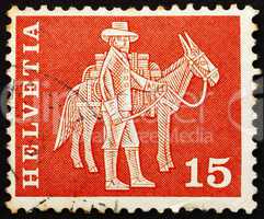 Postage stamp Switzerland 1960 Messenger and Pack Animal