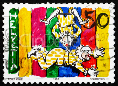 Postage stamp Switzerland 1992 Clowns on Trapeze, World of the C