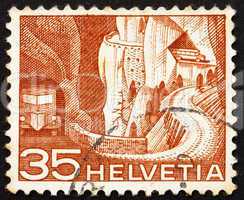 Postage stamp Switzerland 1949 Alpine Postal Road