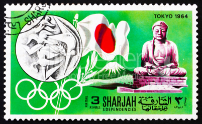 Postage stamp Manama 1968 Olympic Games Tokyo 1964, Japan