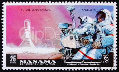 Postage stamp Manama 1972 Astronaut with Camera, Apollo 15