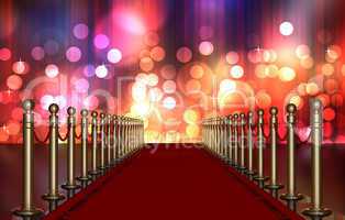 red carpet entrance with Multi Colored Light Burst