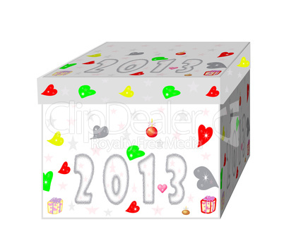 The gift box with 2013 new year on a white background
