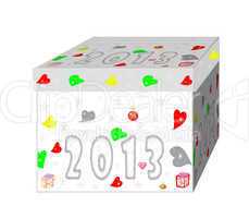The gift box with 2013 new year on a white background