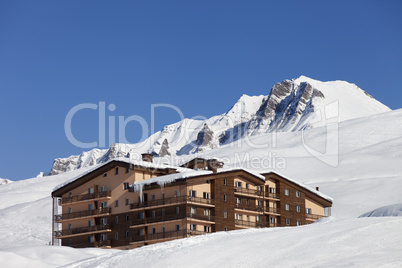 Hotel in snowy mountains