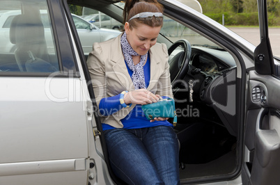 woman and car