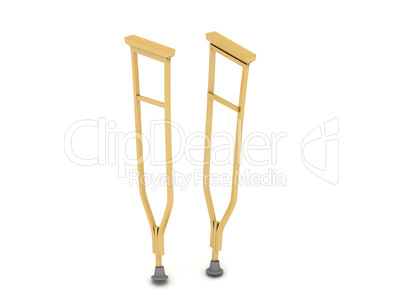 pair of crutches orthopedic equipment isolated on white background