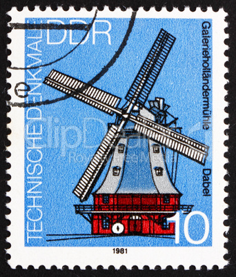 Postage stamp GDR 1981 Windmill, Dabel, Germany